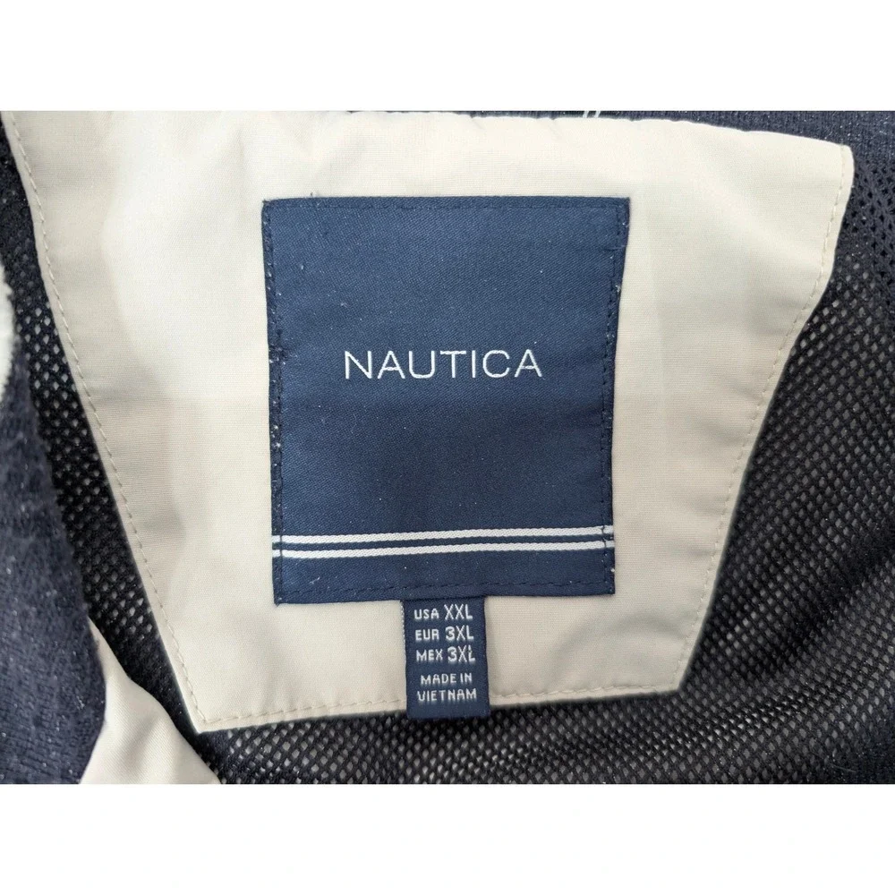 Nautica Harrington Full Zip Windbreaker Jacket Men's XXL Tan Packable Outdoor‎